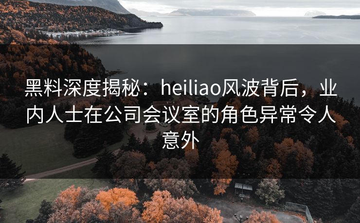 黑料深度揭秘：heiliao风波背后，业内人士在公司会议室的角色异常令人意外