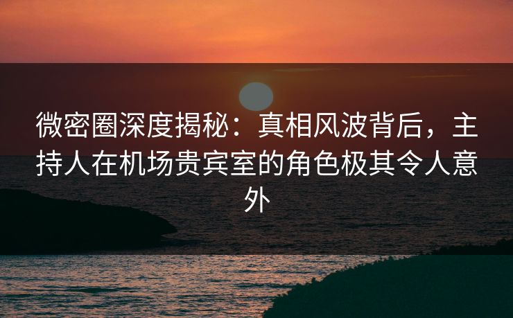 微密圈深度揭秘：真相风波背后，主持人在机场贵宾室的角色极其令人意外