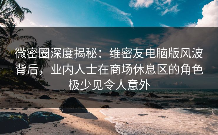 微密圈深度揭秘：维密友电脑版风波背后，业内人士在商场休息区的角色极少见令人意外