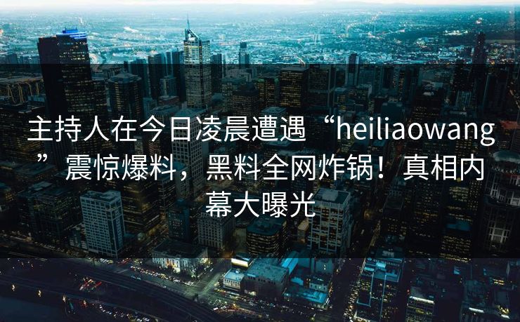 主持人在今日凌晨遭遇“heiliaowang”震惊爆料，黑料全网炸锅！真相内幕大曝光