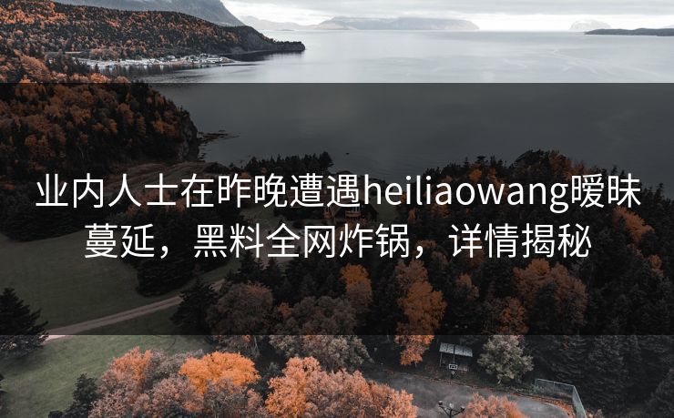 业内人士在昨晚遭遇heiliaowang暧昧蔓延，黑料全网炸锅，详情揭秘